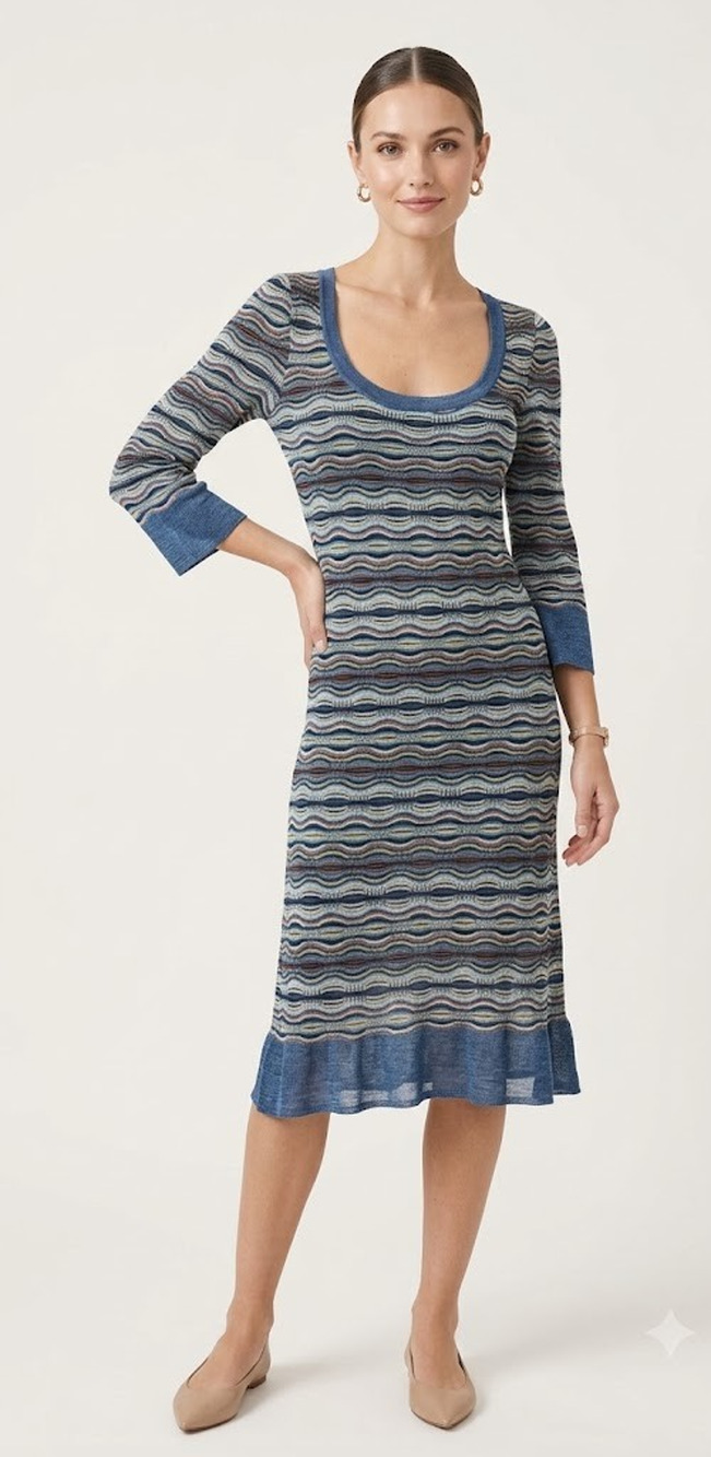 Missoni Space Dye Wave Knit Dress Multicolor 38 IT US 2
